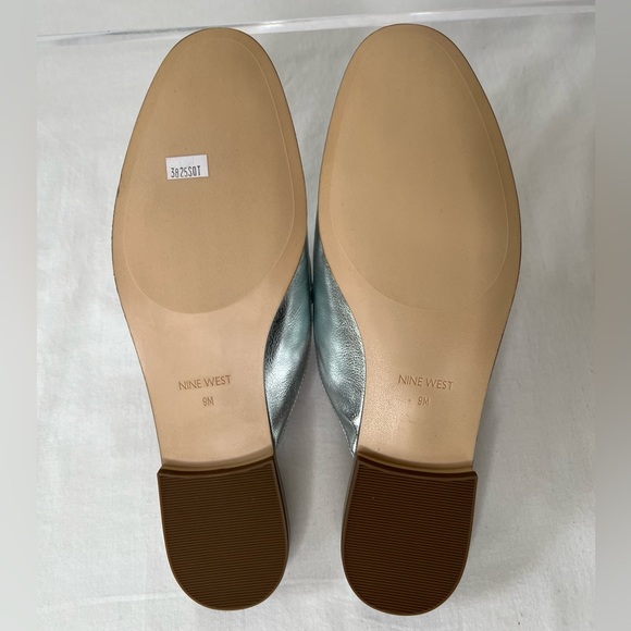 Nine West Welynne Studded Silver Mule, Vegan Leather, NIB - Picture 5 of 8